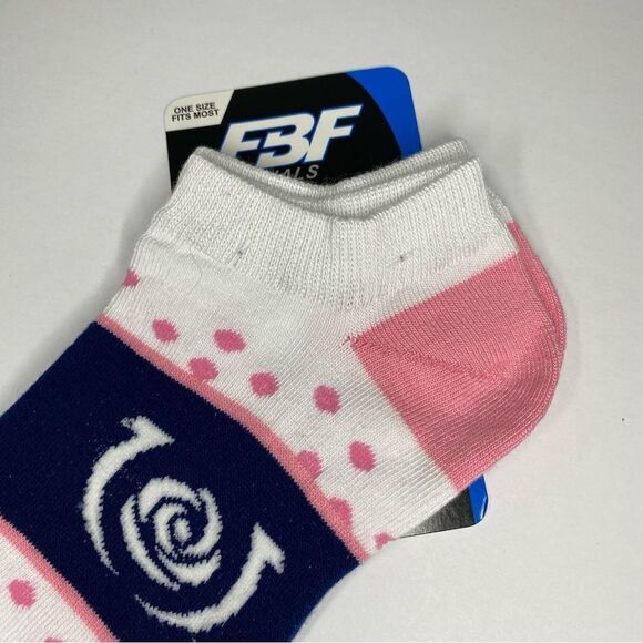 For Bare Feet White Pink Dot Band Kentucky Derby 145 Socks 6-11 OSFM - Picture 3 of 7